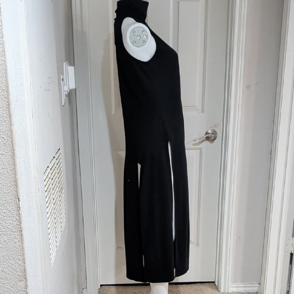 Vintage Lew Magram Black Halter Midi Dress - Elegant Sleeveless Design Women's M