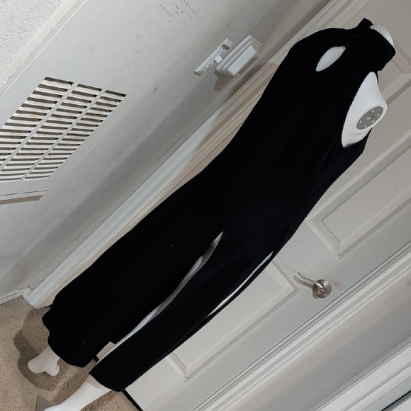 Vintage Lew Magram Black Halter Midi Dress - Elegant Sleeveless Design Women's M