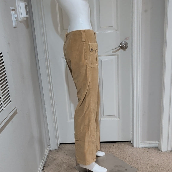 Lady Wrangler Tan Corduroy Cargo Pants with Front Flap Pockets Women's 13/14