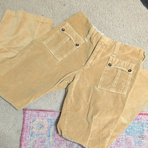 Lady Wrangler Tan Corduroy Cargo Pants with Front Flap Pockets Women's 13/14