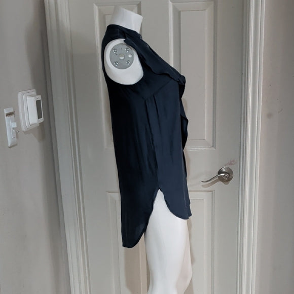 Sleeveless Ruffle-Front Blouse in Slate Blue by H&M Women's 6/Medium