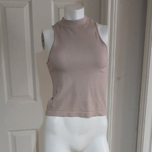 Madden's NYC Women’s Mock Neck Tank Top in Blush Taupe Size Medium