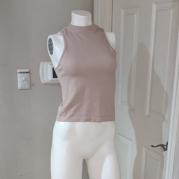 Madden's NYC Women’s Mock Neck Tank Top in Blush Taupe Size Medium