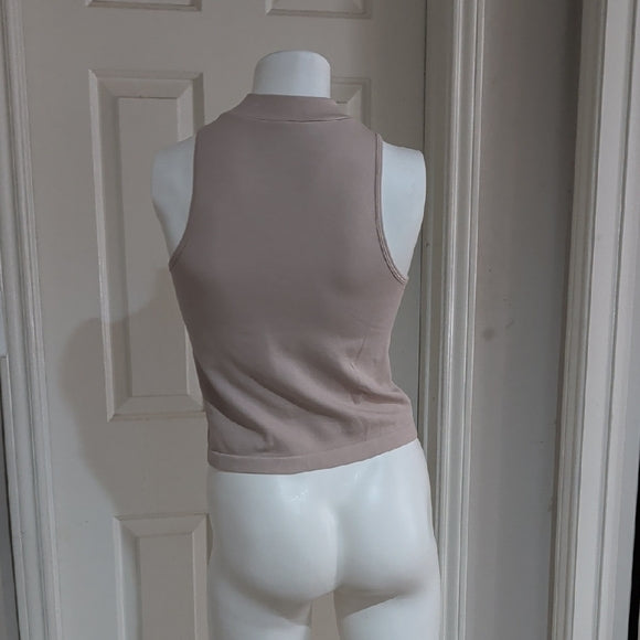 Madden's NYC Women’s Mock Neck Tank Top in Blush Taupe Size Medium
