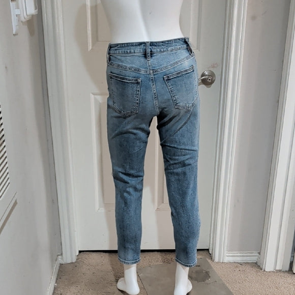 Fashion Nova Light Blue High-Rise Distressed Ankle Jeans Women's 1