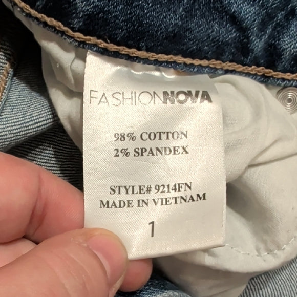 Fashion Nova Light Blue High-Rise Distressed Ankle Jeans Women's 1