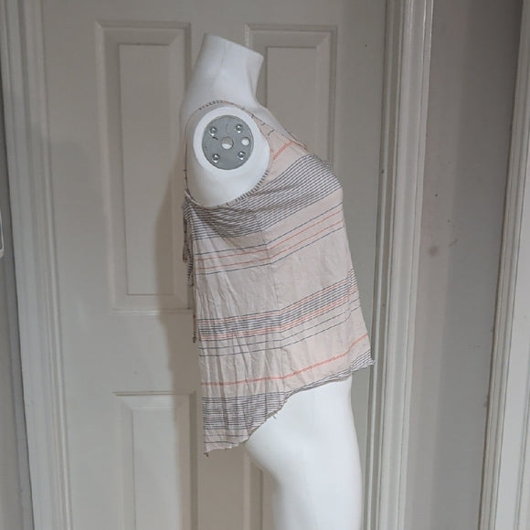 Roxy Cream Striped Spaghetti-Strap Camisole with Pink & Gray Accents Women's M