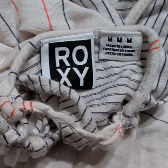 Roxy Cream Striped Spaghetti-Strap Camisole with Pink & Gray Accents Women's M