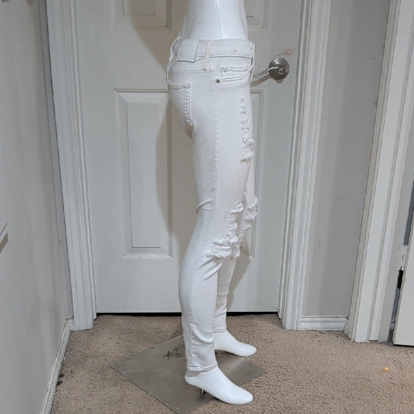 True Religion Distressed White Skinny Jeans Women's 27