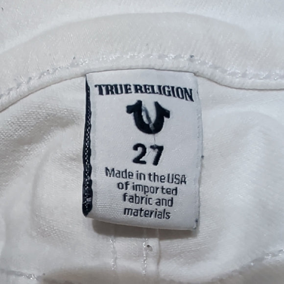 True Religion Distressed White Skinny Jeans Women's 27