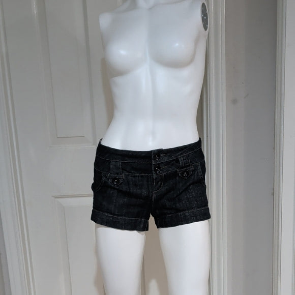 Vintage Women's Dark Blue Denim Short Shorts with Button Front Women's 3