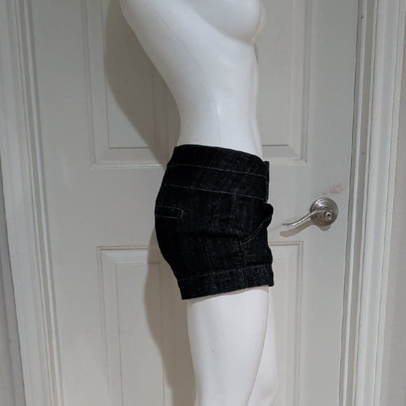 Vintage Women's Dark Blue Denim Short Shorts with Button Front Women's 3