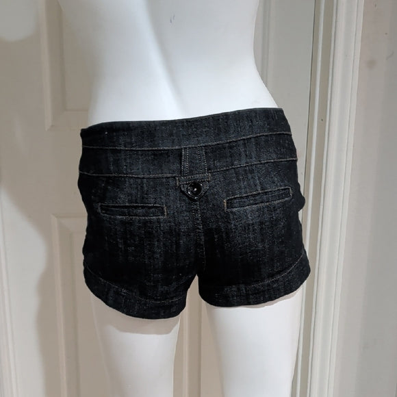 Vintage Women's Dark Blue Denim Short Shorts with Button Front Women's 3