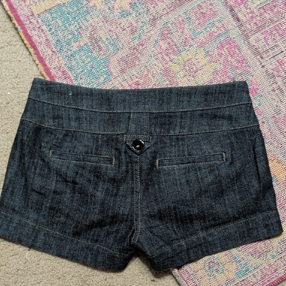 Vintage Women's Dark Blue Denim Short Shorts with Button Front Women's 3