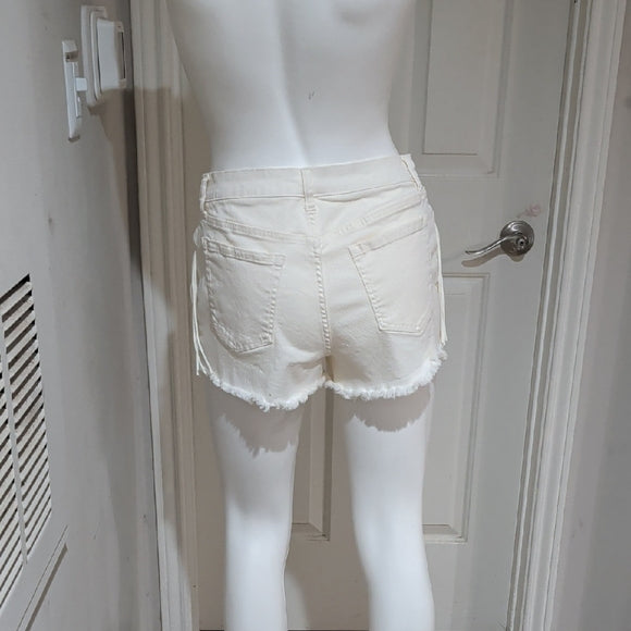 No Boundaries White Fringe Denim Shorts Women's 9 NWOT