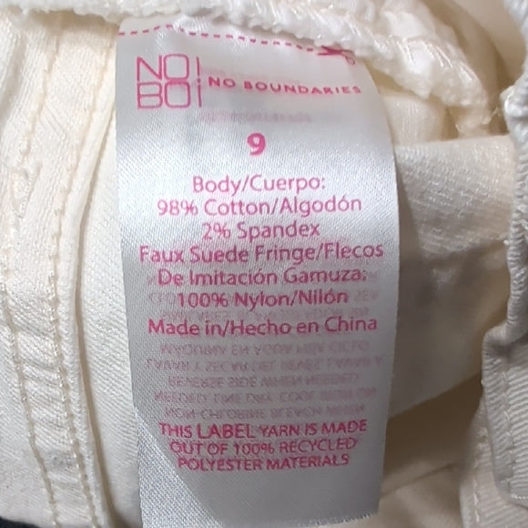 No Boundaries White Fringe Denim Shorts Women's 9 NWOT