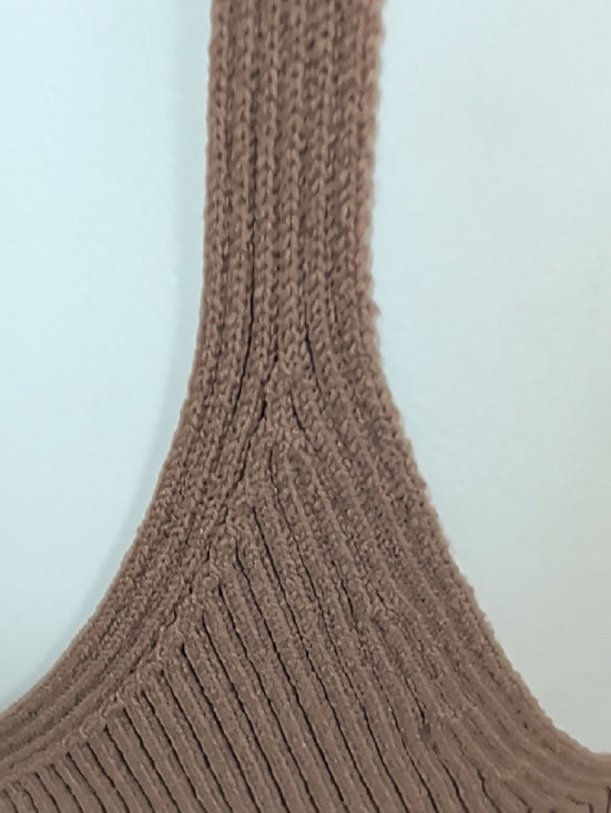 Abercrombie & Fitch Classic Ribbed V-Neck Bodysuit - Taupe Women's Medium