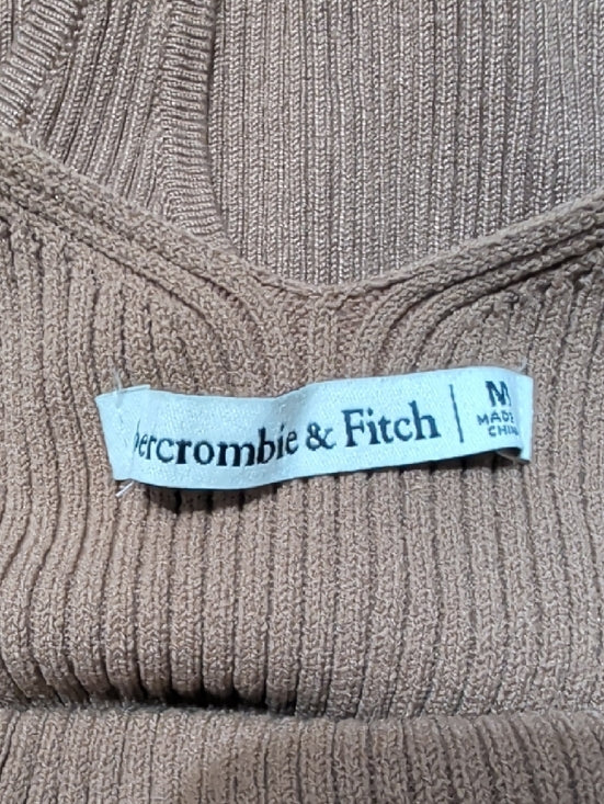 Abercrombie & Fitch Classic Ribbed V-Neck Bodysuit - Taupe Women's Medium