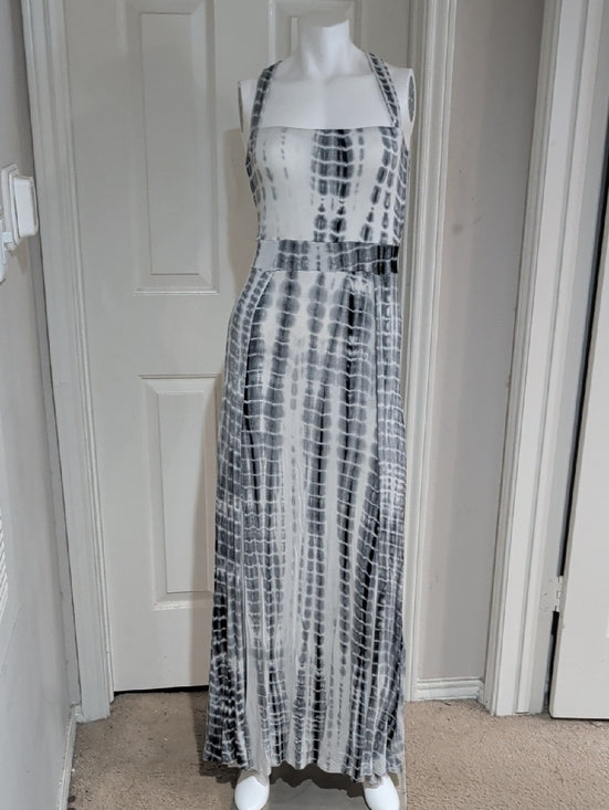 HYFVE Blue & White Tie-Dye High Slit Maxi Dress Women's Medium