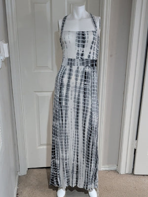 HYFVE Blue & White Tie-Dye High Slit Maxi Dress Women's Medium