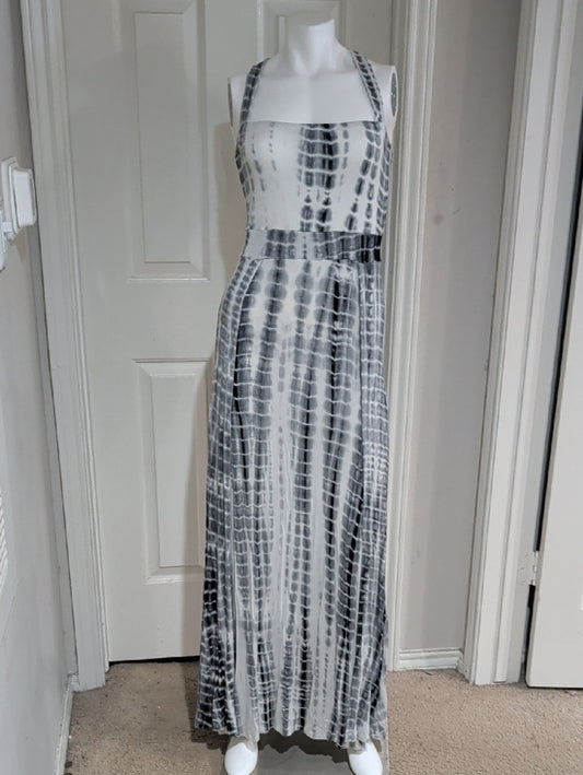 HYFVE Blue & White Tie-Dye High Slit Maxi Dress Women's Medium