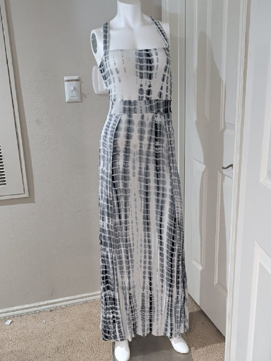 HYFVE Blue & White Tie-Dye High Slit Maxi Dress Women's Medium