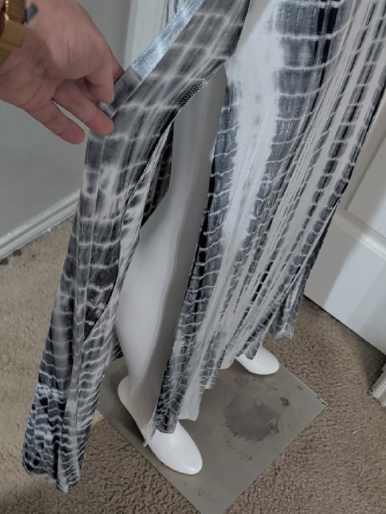 HYFVE Blue & White Tie-Dye High Slit Maxi Dress Women's Medium