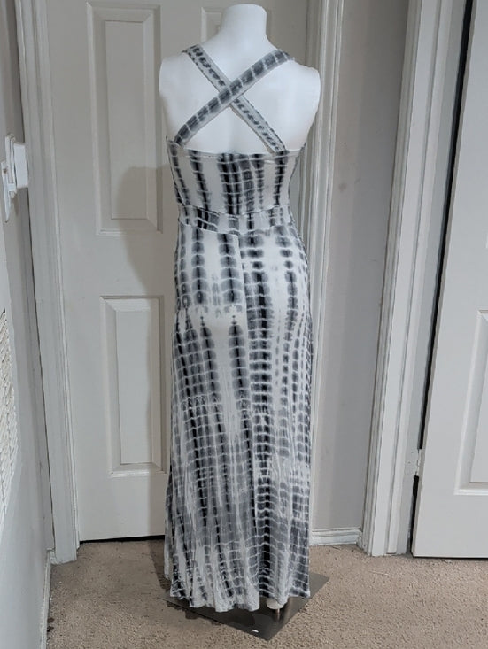HYFVE Blue & White Tie-Dye High Slit Maxi Dress Women's Medium