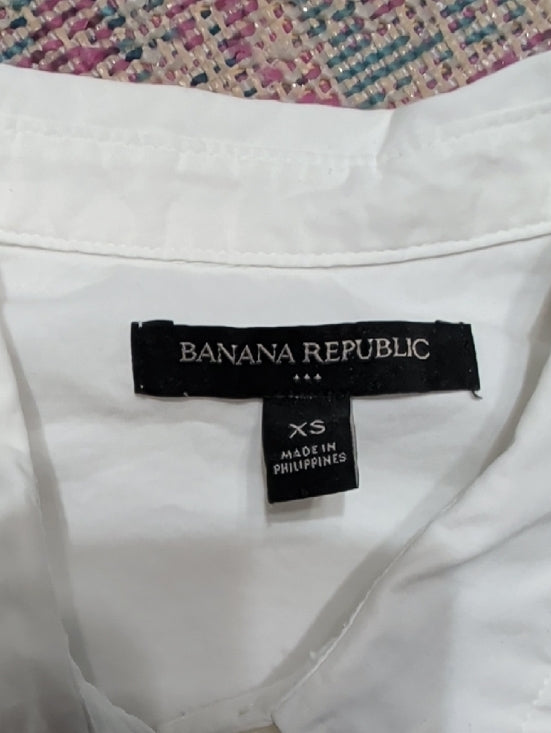 Banana Republic White Button Front Cropped Utility Shirt Women's XS