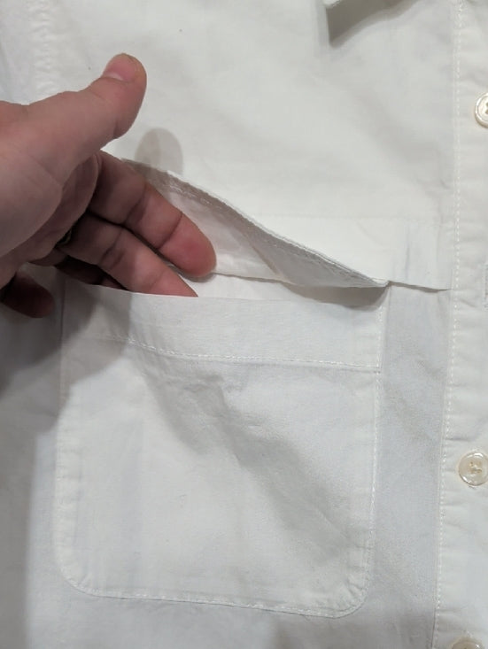 Banana Republic White Button Front Cropped Utility Shirt Women's XS