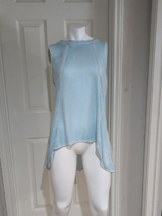 cloth & stone Pale Blue Sheer Asymmetrical Sleeveless Camisole Women's Medium