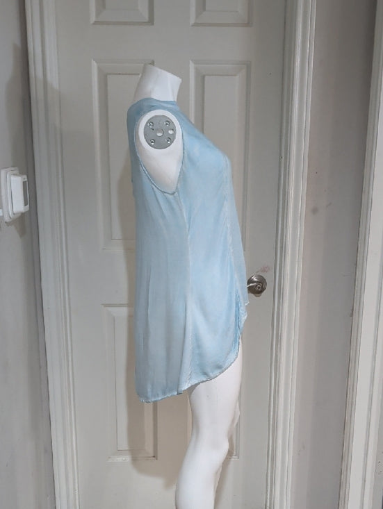 cloth & stone Pale Blue Sheer Asymmetrical Sleeveless Camisole Women's Medium