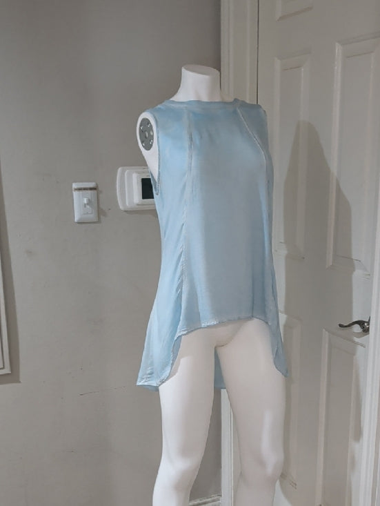 cloth & stone Pale Blue Sheer Asymmetrical Sleeveless Camisole Women's Medium