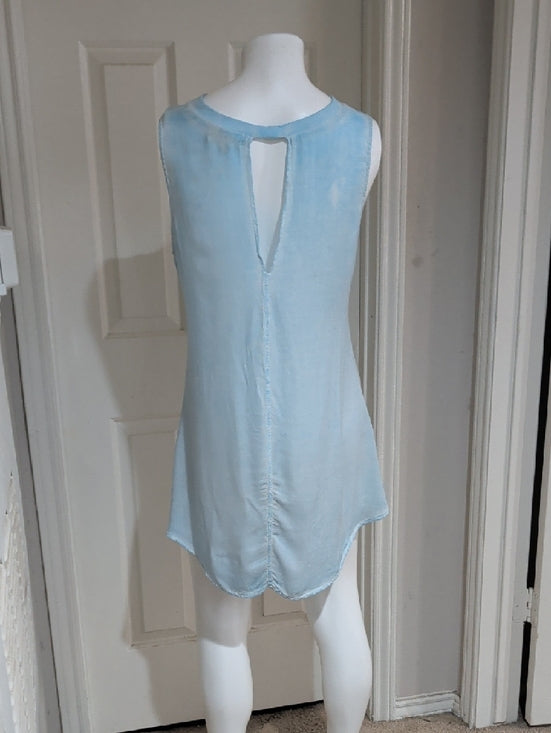 cloth & stone Pale Blue Sheer Asymmetrical Sleeveless Camisole Women's Medium