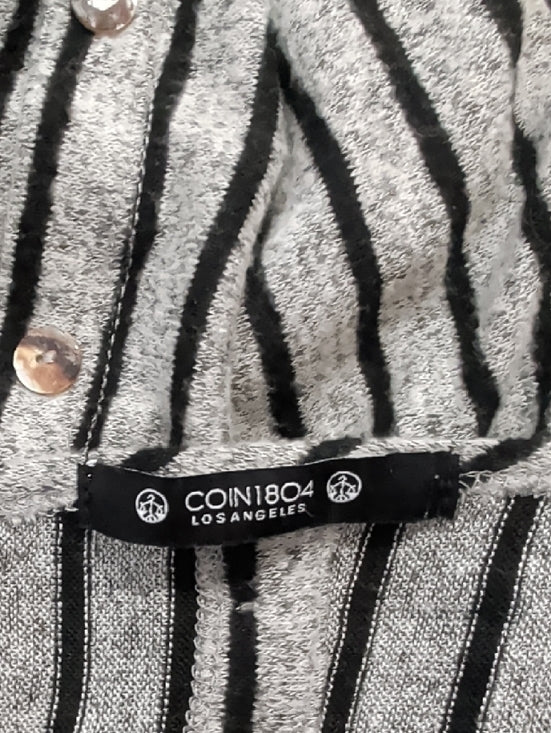 COIN1804 Los Angeles Striped Gray & Black Swing Tunic Dress Women's Large