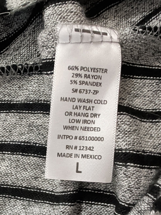 COIN1804 Los Angeles Striped Gray & Black Swing Tunic Dress Women's Large