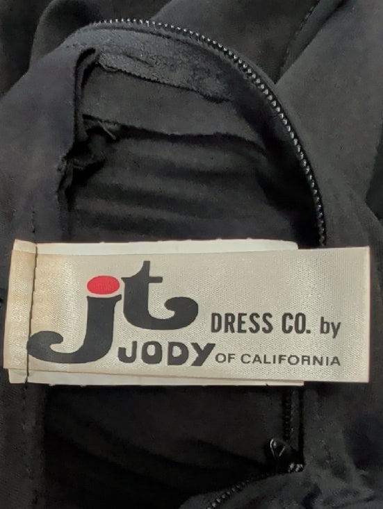 Vintage JT Dress Co Elegant Black Pleated Maxi Dress with Sheer Overlay Women 10