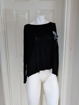 Abercrombie & Fitch Black Long Sleeve Boatneck Top Women's M/L