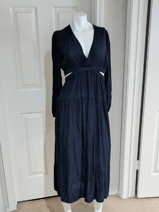 Old Navy Navy Blue Long Sleeve Maxi Dress with Cutout Waist Women's Small