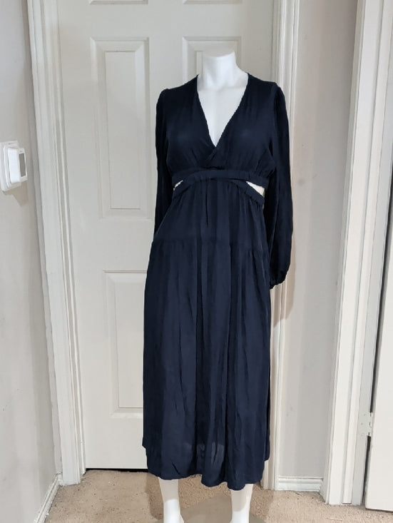 Old Navy Navy Blue Long Sleeve Maxi Dress with Cutout Waist Women's Small