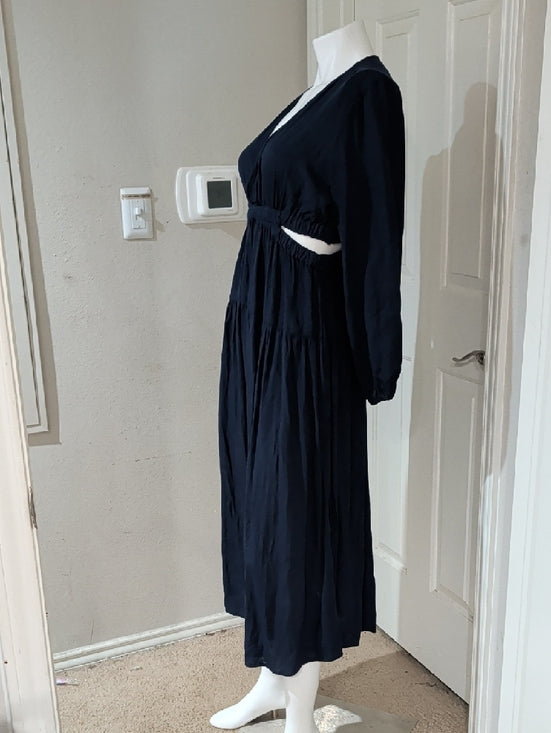 Old Navy Navy Blue Long Sleeve Maxi Dress with Cutout Waist Women's Small