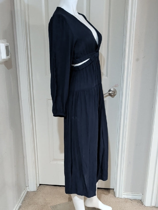 Old Navy Navy Blue Long Sleeve Maxi Dress with Cutout Waist Women's Small