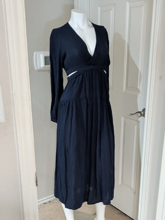 Old Navy Navy Blue Long Sleeve Maxi Dress with Cutout Waist Women's Small