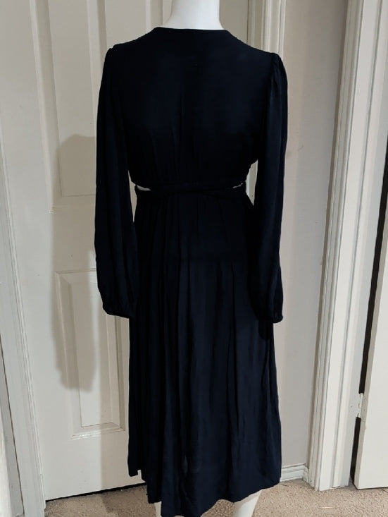Old Navy Navy Blue Long Sleeve Maxi Dress with Cutout Waist Women's Small