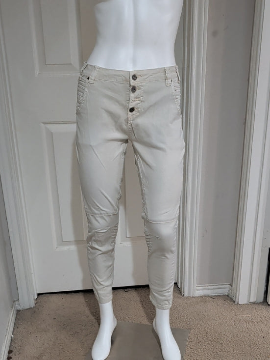 Bianco Jeans Women's Cream Button-Front Slim Jeans Size 1