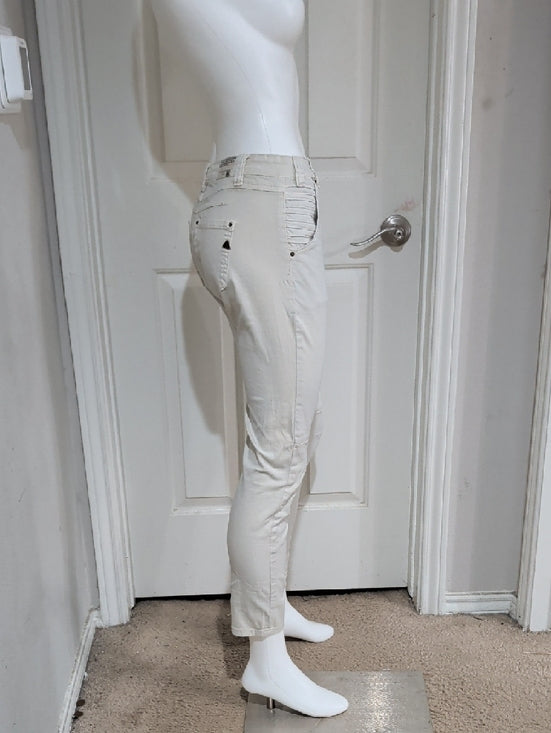 Bianco Jeans Women's Cream Button-Front Slim Jeans Size 1