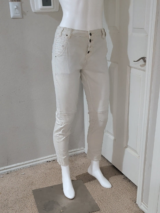 Bianco Jeans Women's Cream Button-Front Slim Jeans Size 1