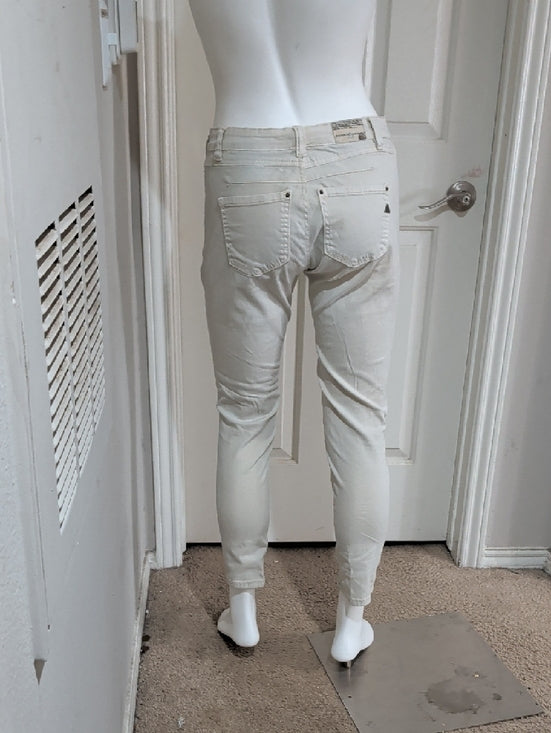 Bianco Jeans Women's Cream Button-Front Slim Jeans Size 1