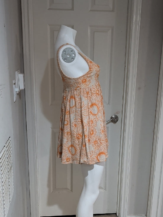 Urban Outfitters Orange & Cream Mini Dress with Subtle Peach Trim Women's Small