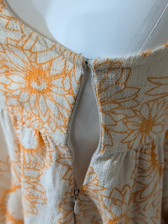 Urban Outfitters Orange & Cream Mini Dress with Subtle Peach Trim Women's Small